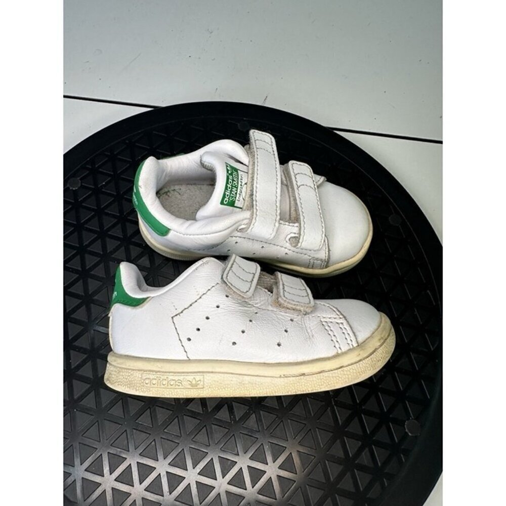 Adidas Stan Smith Toddler Sz 5K Sneaker White Green Hook & Loop